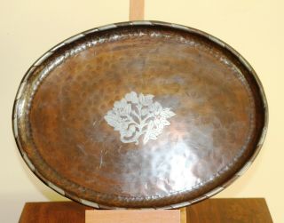 Antique Hugh Wallis Copper & Pewter Oval Tray - Arts & Crafts 2