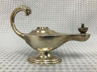 Fine English Solid Silver Antique Romain Oil Lamp Table Lighter Hallmarked 359