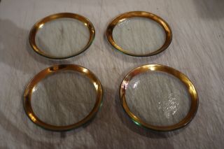 4 / Annie Glass Roman Antique 24k Gold Trim Glass 8 3/8  Plates