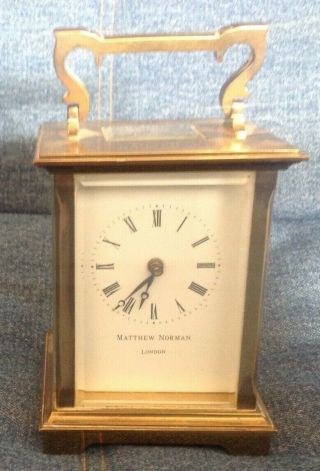 Vintage Matthew Norman Swiss Brass 8 - Day Mantel Carriage Clock No Key 1754 850zf