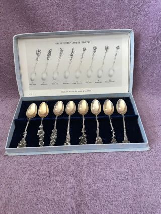 Set Of 8 Reed And Barton Sterling Silver " Harlequin " Coffee Spoons W/box
