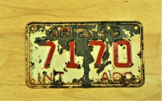 1946 Arizona 71 70 Int Acc License Plate Motorcycle Tag Item 2925