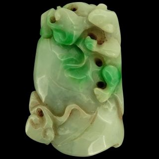 Antique A Jadeite Carving / Netsuke White Green Jade 40.  88g