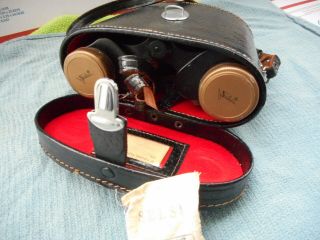 Vintage Selsi Binoculars Made In Japan 6x30 Amber Coated Luminous