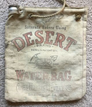 Vintage Desert Brand Water Bag Ames Harris Neville San Francisco Camping Auto
