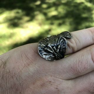 Vintage Sterling Silver Floral Ring Marked Hob Mexico Sterling