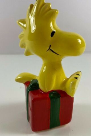 Vintage Peanuts Snoopy Woodstock Present Ceramic Christmas Tree Ornament 3