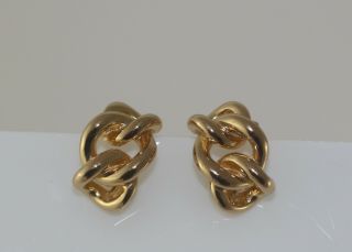 Vintage Christian Dior Signed Gold Tone Clip On Earrings Links