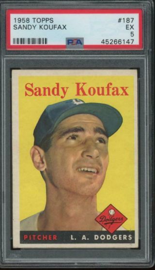 1958 Topps 187 Sandy Koufax Psa 5