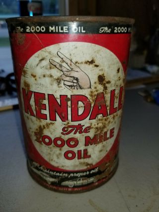Vintage Kendall Tin Oil Can The 2000 Mile Oil Quart Airplane Boat Graphics
