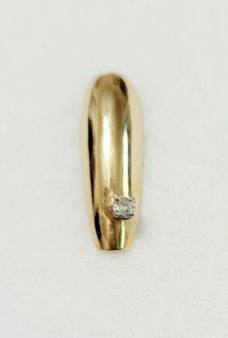 Vintage 14kt Gold Pinky Fingernail Pendant With Small Diamond Rabbit Ear Back