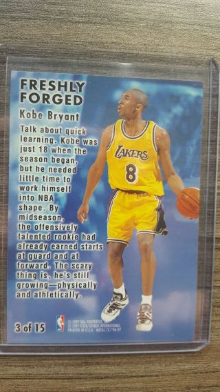 96 - 97 Kobe Bryant Fleer Metal Freshly Forged RC 3 - Lakers 2