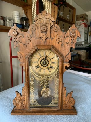 Antique 1900’s Seth Thomas Kitchen Clock - 8 Day Alarm Half - Hour Strike With Key