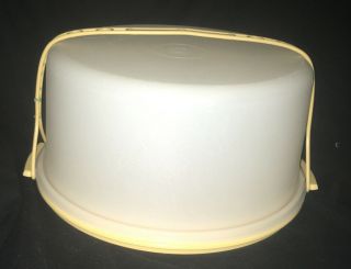 Vtg Tupperware Large 12” Maxi Cake Taker Carrier W/handolier Harvest Gold 1256