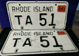 2x Set Vintage Weathered Rhode Island License Plate Ta 51 Ocean State