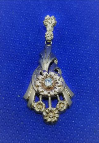 Vintage Antique Esemco 10k Gold Mine Cut Diamond Lavalier Pendant