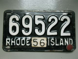 Vintage 1956 Rhode Island License Plate With Metal Tag -