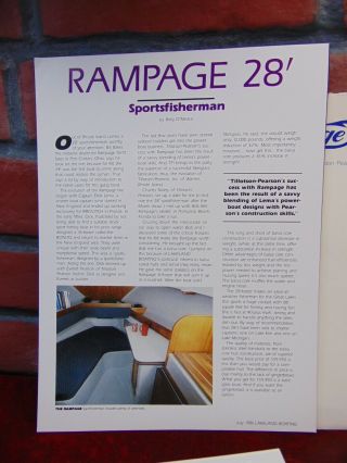 1986 RAMPAGE Sports Fisherman Boat Brochure Letter Fishing Cruiser 2