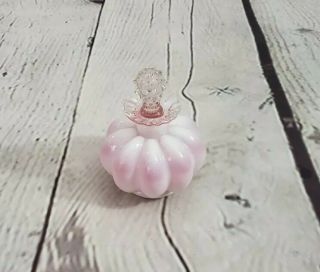 Vintage Perfume Bottle Melon Shape Pink White Clear Glass With Stopper