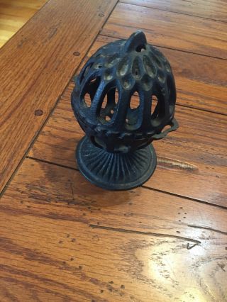 Vintage Cast Iron Round Footed String Twine Holder Farmhouse Country Kitchen