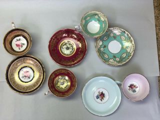 Set of 4: English Bone China teacups and saucers (Paragon and Grosvenor) 3