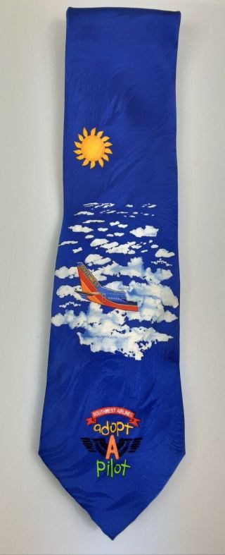 Southwest Airlines " Adopt A Pilot " Necktie Zanzara 100 Silk Designed By Student
