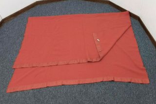 Bright Rust Orange Vintage Faribo Wool Blanket,  satin trim 64 x 86 Twin 2