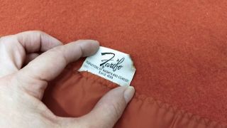 Bright Rust Orange Vintage Faribo Wool Blanket,  satin trim 64 x 86 Twin 3