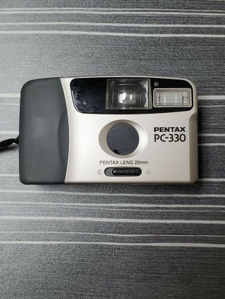 Pentax Pc - 330 Vintage Grey 35mm Point & Shoot Film Camera With Carrying Case