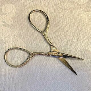 Vtg Embroidery Scissors W/decorative Scroll Work Marked Usa
