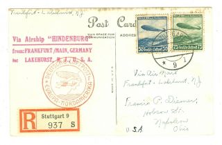 1936 Zeppelin Hindenburg Lz129 Flight Card Si 406f Stuttgart To York