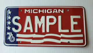 Michigan 1976 Bi - Centennial “sample " License Plate