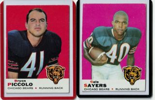 1969 Topps 26 Brian Piccolo Rookie Card Uer,  Gale Sayers 51 Chicago Bears