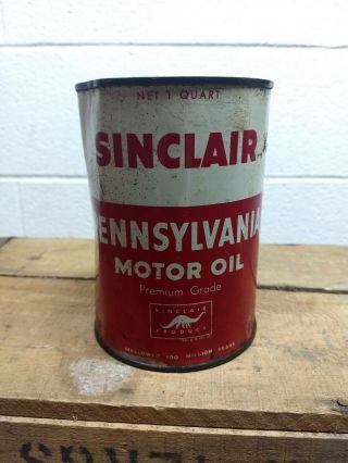 Vintage Sinclair Pennsylvania Premium Grade Aviation Motor Oil Can,  All Metal