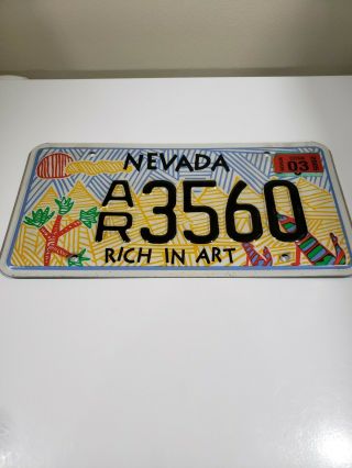 Nevada Rich In Art Colorful Graphic Artwork License Plate " Ar3560 "