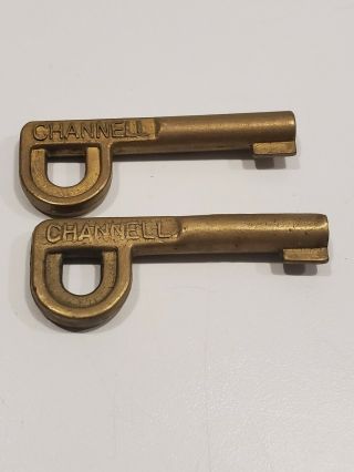 (2) Vintage Channell Brass Barrel Key