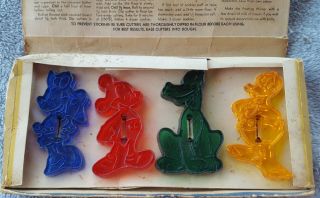 Vintage Walt Disney Character Cookie Cutters Mickey,  Minnie,  Pluto & Donald Duck