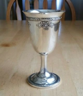 Vintage Fisher Sterling Silver " Rose Bouquet " Wine Goblet 1467