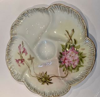 Antique Floral Victorian Haviland Limoges Oyster Plate 19th C