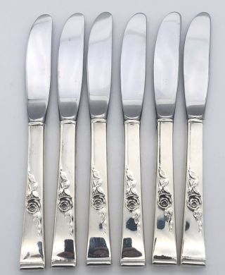 Qty 6 Sterling Silver Flatware - Reed And Barton Classic Rose Butter Spreader Hh