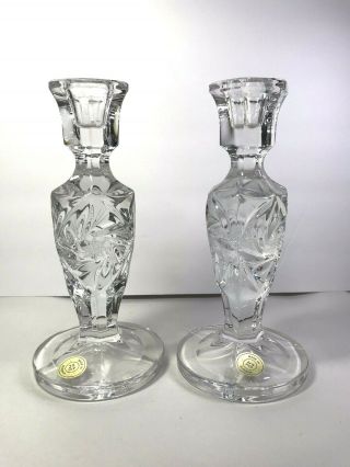 Vintage Lead Crystal Whirling Star Candle Holders