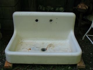 Antique White Cast Iron Large Farm Kitchen Sink