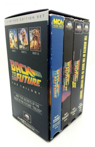 Vtg Back To The Future - Limited Edition Box Set Trilogy Plus 4th Tape 1985 Vhs
