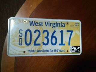 West Virginia Sesquicentennial Auto License Plate 150th Anniversary 1863 - 2013 Wv