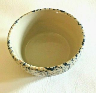 Vintage AMERICANA GENERAL Spongeware Blue Brown Stoneware Pottery Bowl 5 