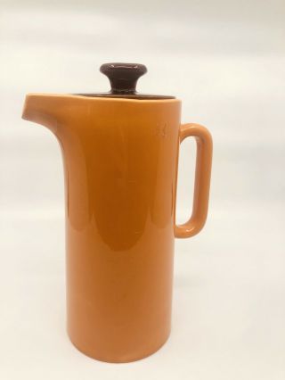 Vintage Mid Century Modern Porcelain China Coffee Tea Pot Orange & Brown
