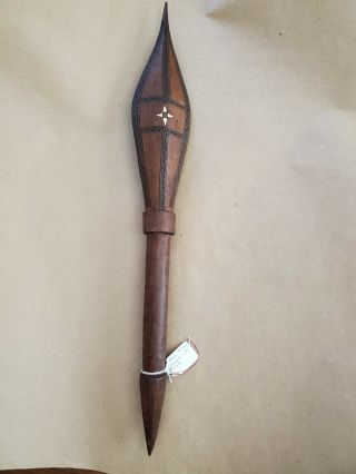 Oceanic Polynesian Solomon Islands Wooden Club With Inlaid Shell
