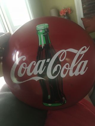 Vintage 1990 Coca - Cola Company Classic Red Metal Coke Button Sign - 12 " Round