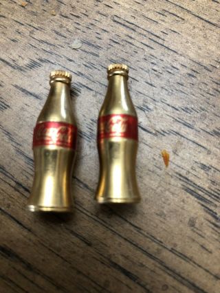 Vintage Goldtone And Red Miniature Mini Coke Coca - Cola Bottles