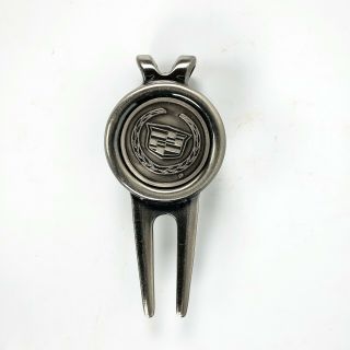 Vintage Cadillac Golf Divot Tool Magnet Ball Marker In Leather Case